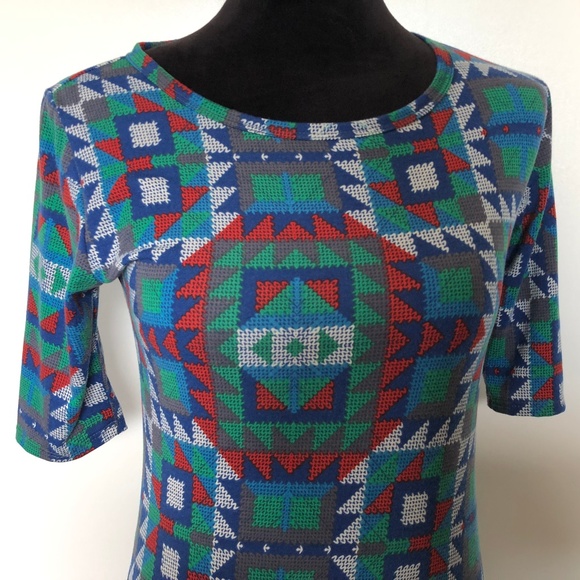 Lularoe Julia Dress Small Multicolor Geometric - Picture 2 of 6